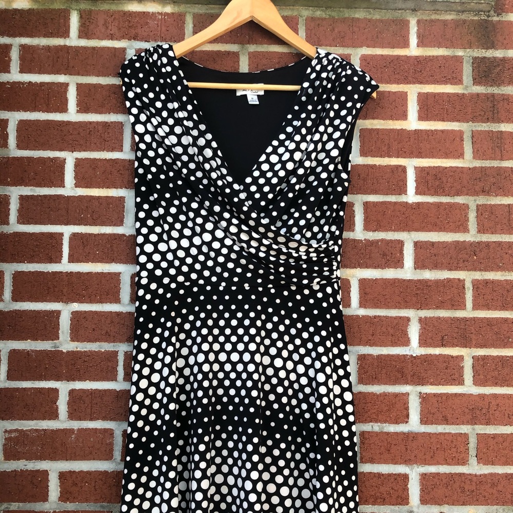 Jersey wrap dress black white dot size M